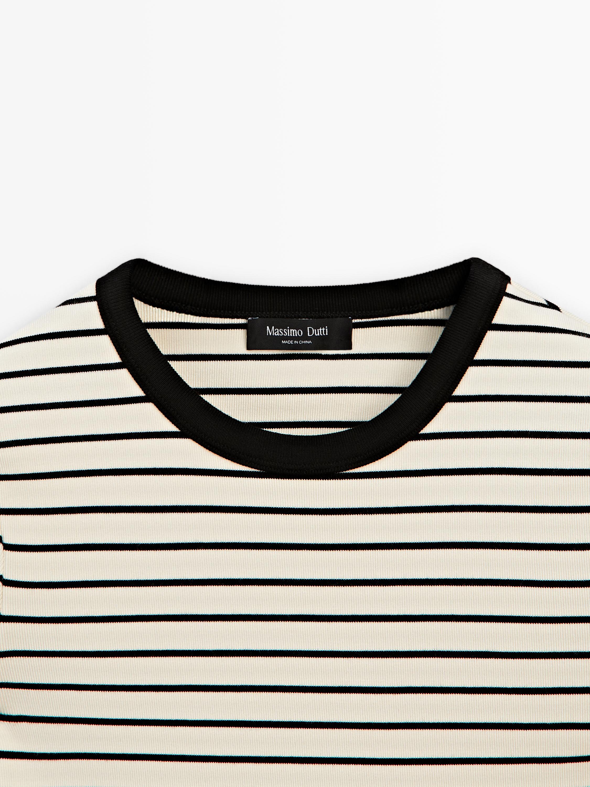 T-shirt à manches courtes rayures contrastantes